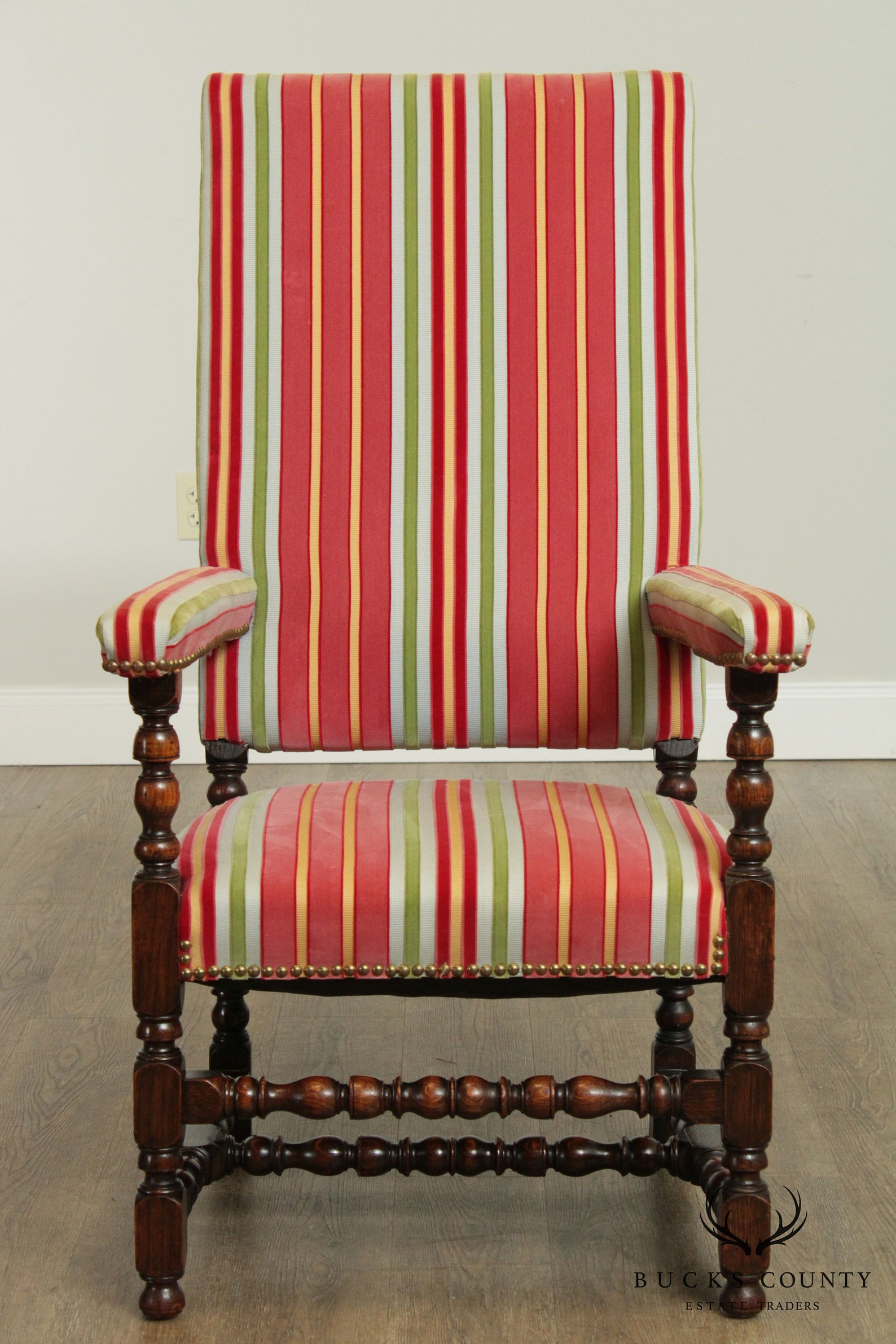 Jacobean Style Custom Quality Upholstered High Back Armchairs Etsy