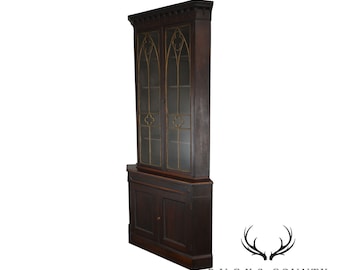 American Gothic Antique Rosewood Corner Cabinet Attributed to Meeks
