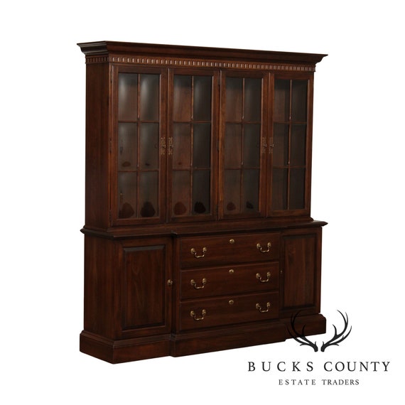 Ethan Allen Georgian Style Cherry Breakfront China Cabinet Etsy UK