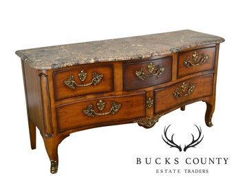 Henredon French Louis XV Style Large Marble Top Commode Chest
