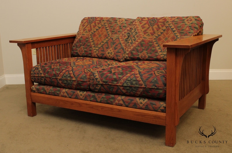 Bassett Mission Style Oak Spindle Loveseat Etsy