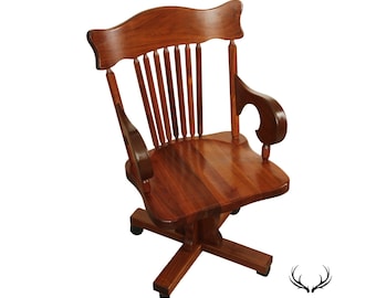Martin Signed Hand Crafted Solid Walnut Swivel Office Desk Chair