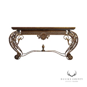 French Louis XV Style Wrought Iron Console Table