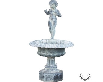 Neoclassical Style Cast Iron Putti Garden Fountain