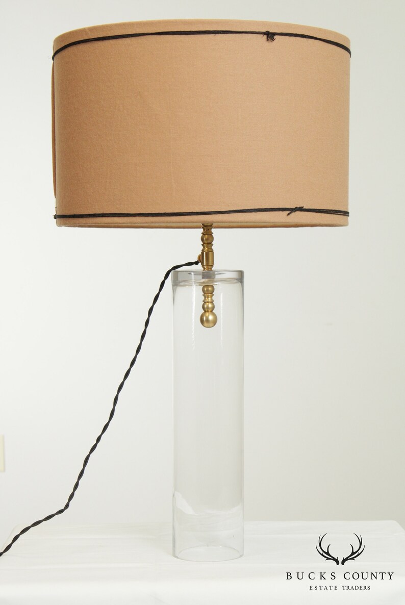 Roshambeaux Glass Cylinder Base Claudia Table Lamp Etsy