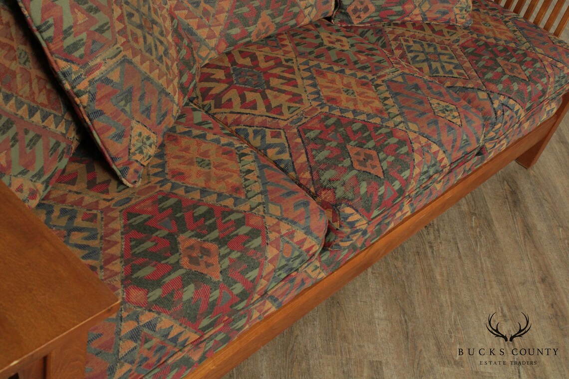 Bassett Mission Style Oak Spindle Sofa | Etsy