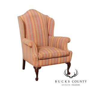 Queen Anne Style Vintage Mahogany Wing Chair