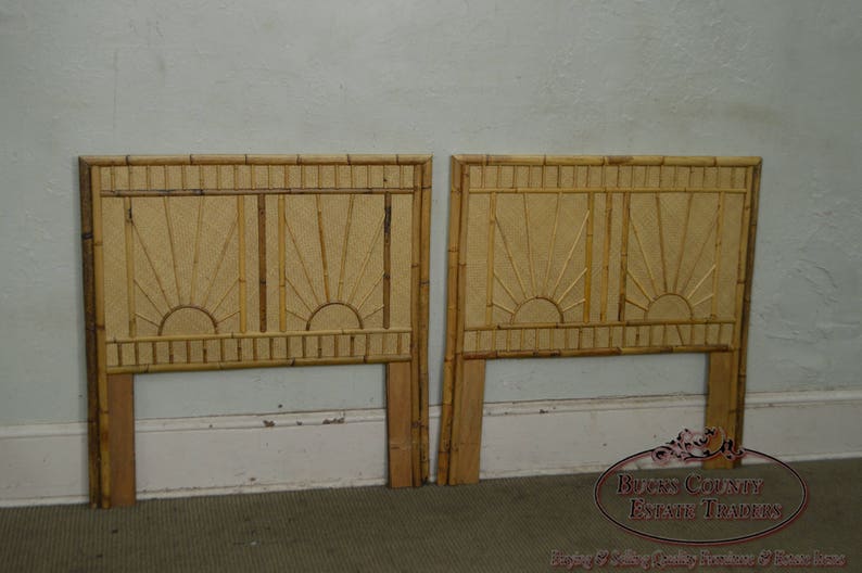Rattan & Bamboo Sunburst Pair of Twin Headboards Etsy