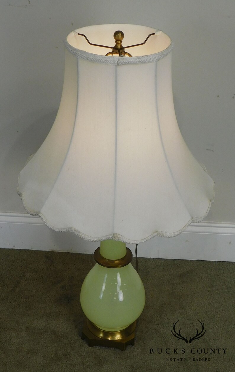 Jade Green Glass Table Lamp Etsy