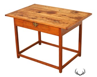 Antique Early American Plank Top Tavern Table