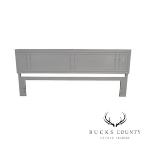 Hollywood Regency Faux Bamboo Vintage White Painted King Headboard