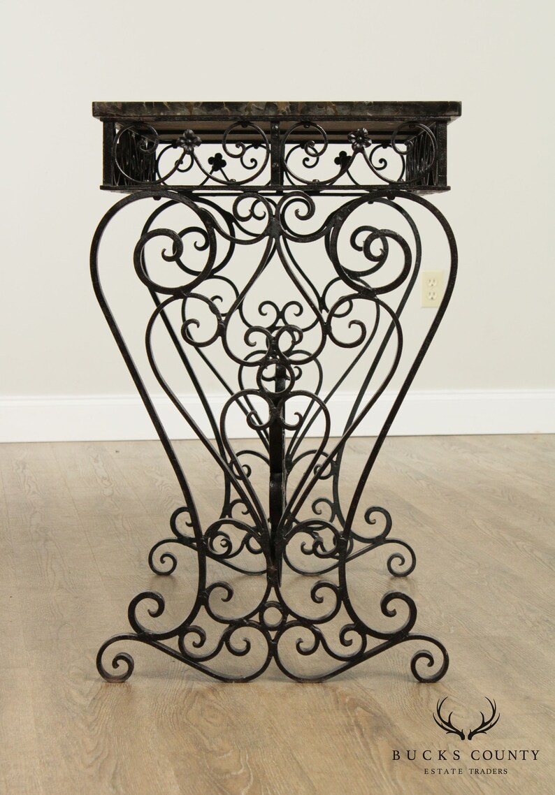 Antique Victorian Wrought Iron Marble Top Console Table Etsy