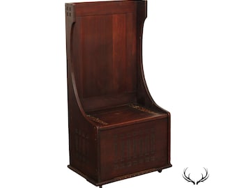 Antique Mission Arts And Crafts Mahogany Storage Chest Hall Bench