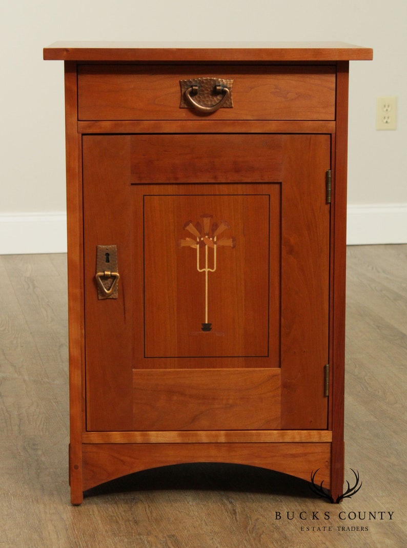 Stickley Mission Collection Cherry Inlaid Nightstand Etsy