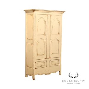 Habersham French Provincial Style Distress Painted Armoire