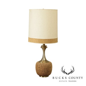 Mid Century Modern Cork and Brass Table Lamp - Honi Chilo