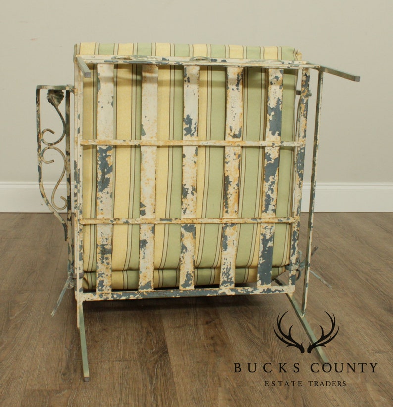 Pair Vintage Grape Wrought Iron Patio Lounge Arm Chairs Etsy