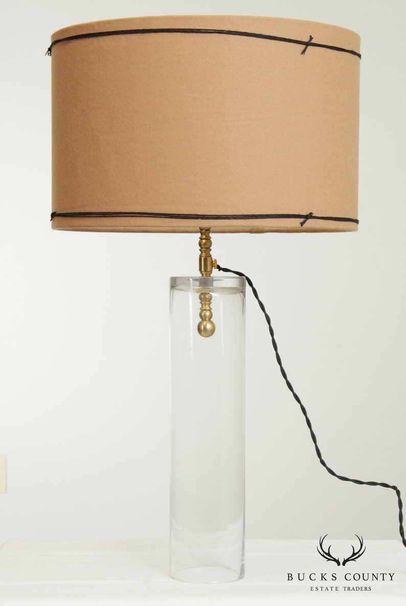 Roshambeaux Glass Cylinder Base Claudia Table Lamp Etsy