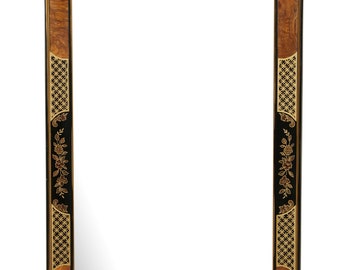 Drexel ET Cetera Burl Wood, Chinoiserie Painted Beveled Wall Mirror