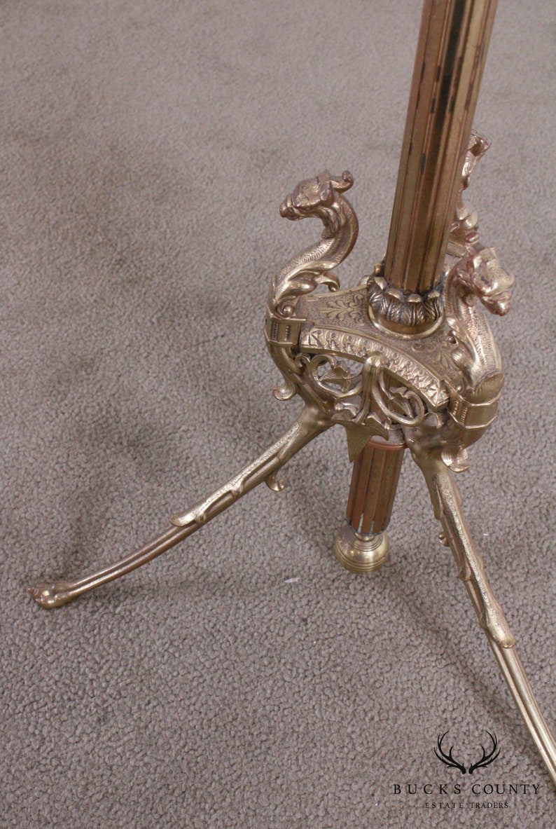 Antique Victorian Brass Adjustable Piano Floor Lamp Etsy