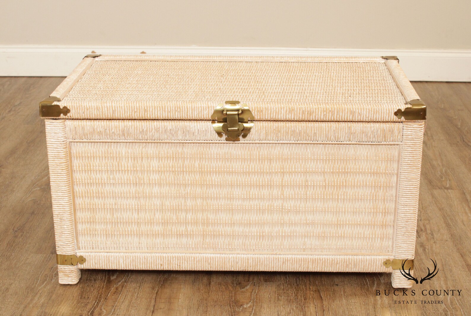 Vintage White Wicker Blanket Chest Etsy