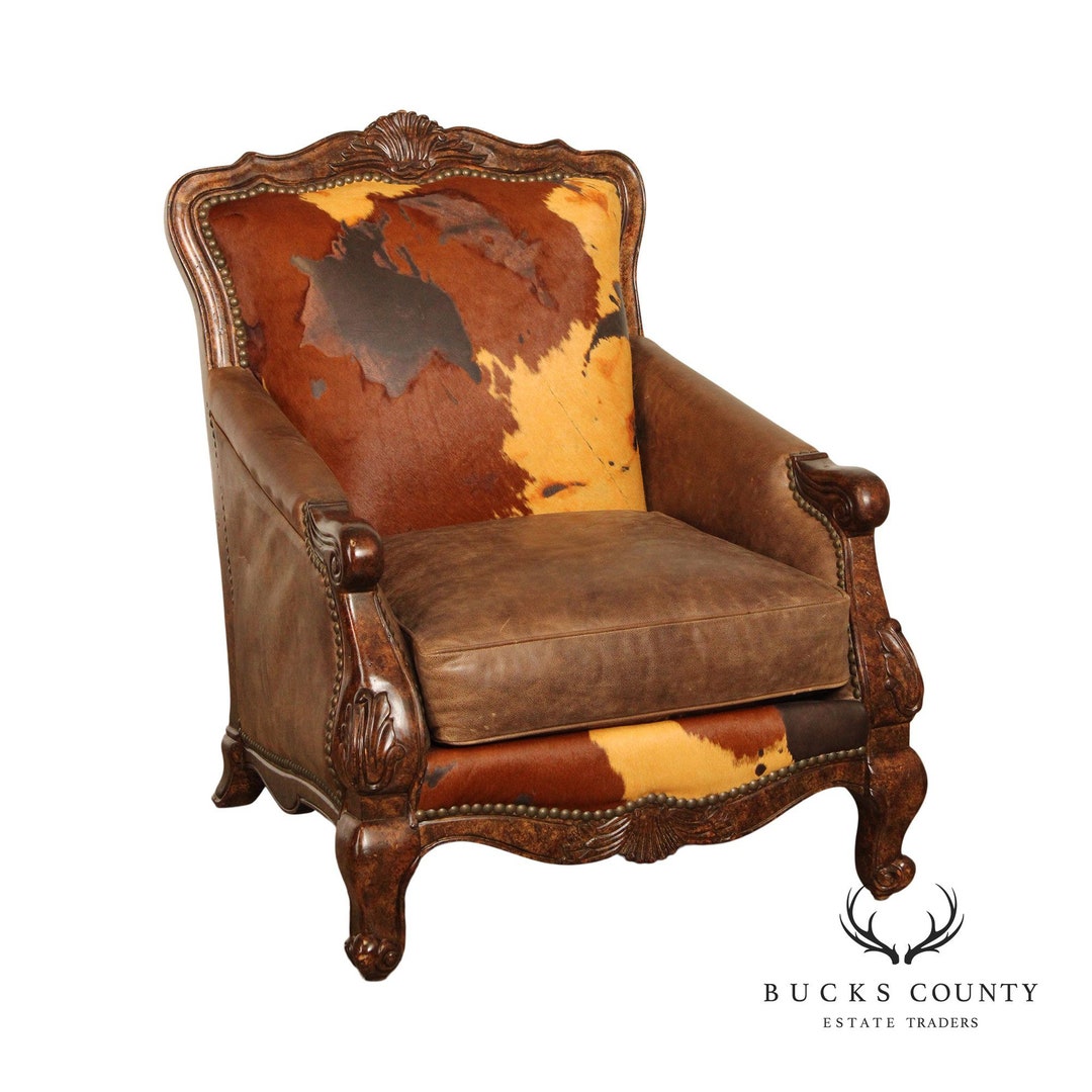 Paul Robert Rustic Leather and Hide 'buckley' Armchair Etsy