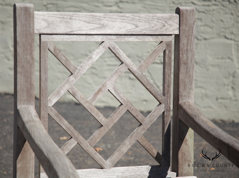 Country Casual Chinese Chippendale Style Solid Teak Patio Armchair