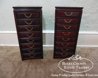 Quality Pair of Oriental Chinese Rosewood Table Top Jewelry Chests