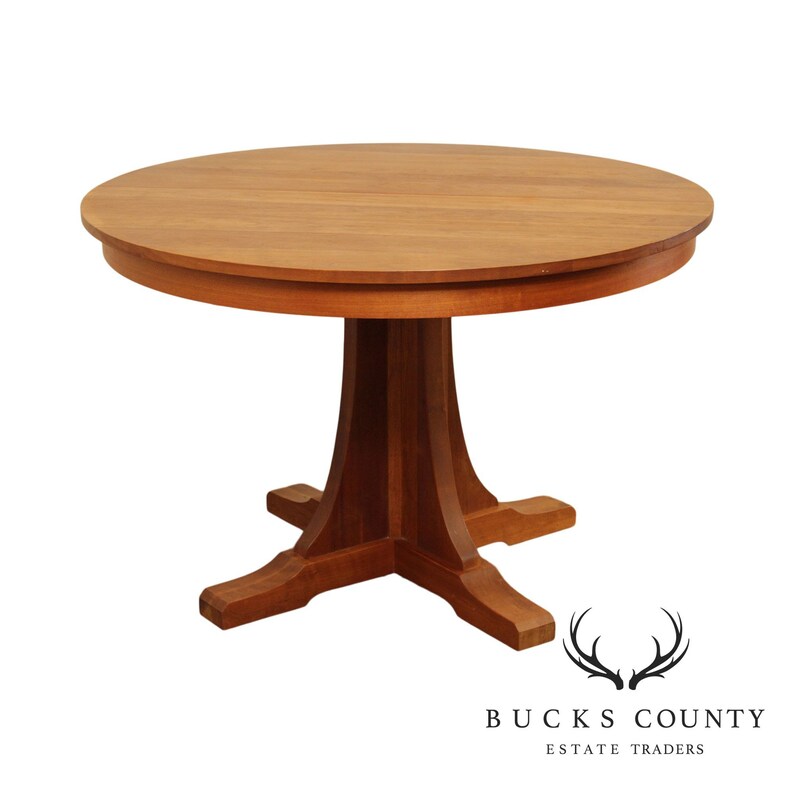 Stickley Mission Collection Cherry 46 Inch Round Expandable Stickley Mission Collection Cherry 46, 46 Inch Round Dining Table With Leaf