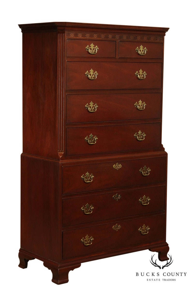 Baker Mahogany Chippendale Style Chest on Chest