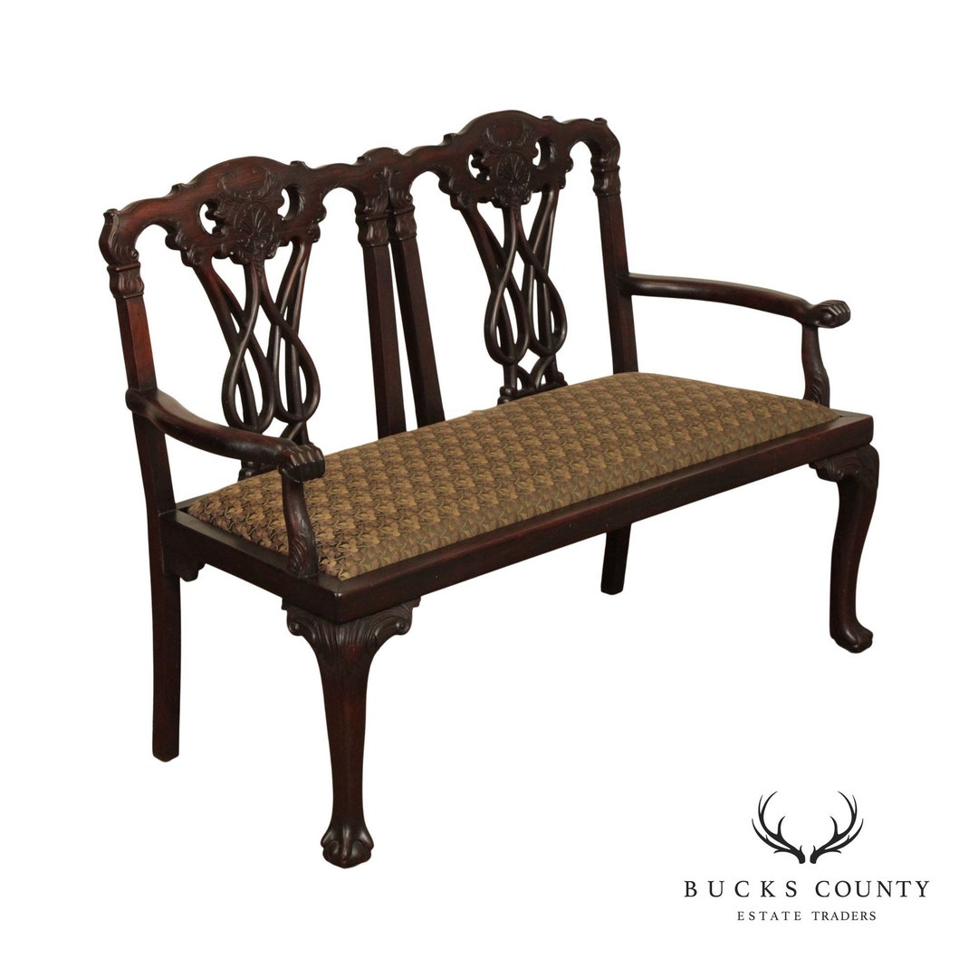 Antique Anglo Indian Carved Rosewood Loveseat Settee Etsy