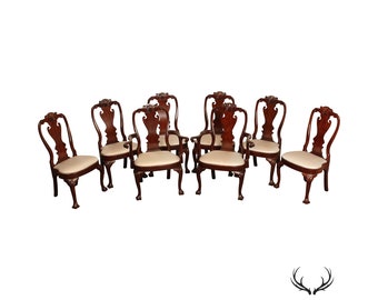 Henkel Harris Philadelphia Queen Anne Style Set Eight Mahogany Dining Chairs