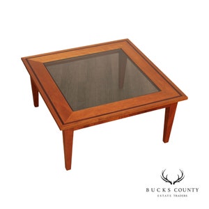 Studio Crafted Solid Cherry Square Glass Top Side Table