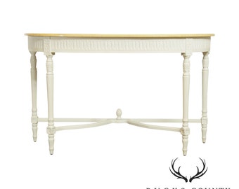 French Louis XVI Style Painted Demilune Console Table (B)