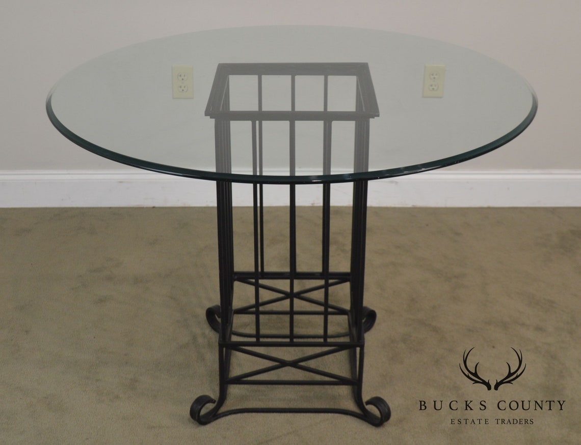 Wrought Iron Dining Table 4 Chairs Set Etsy