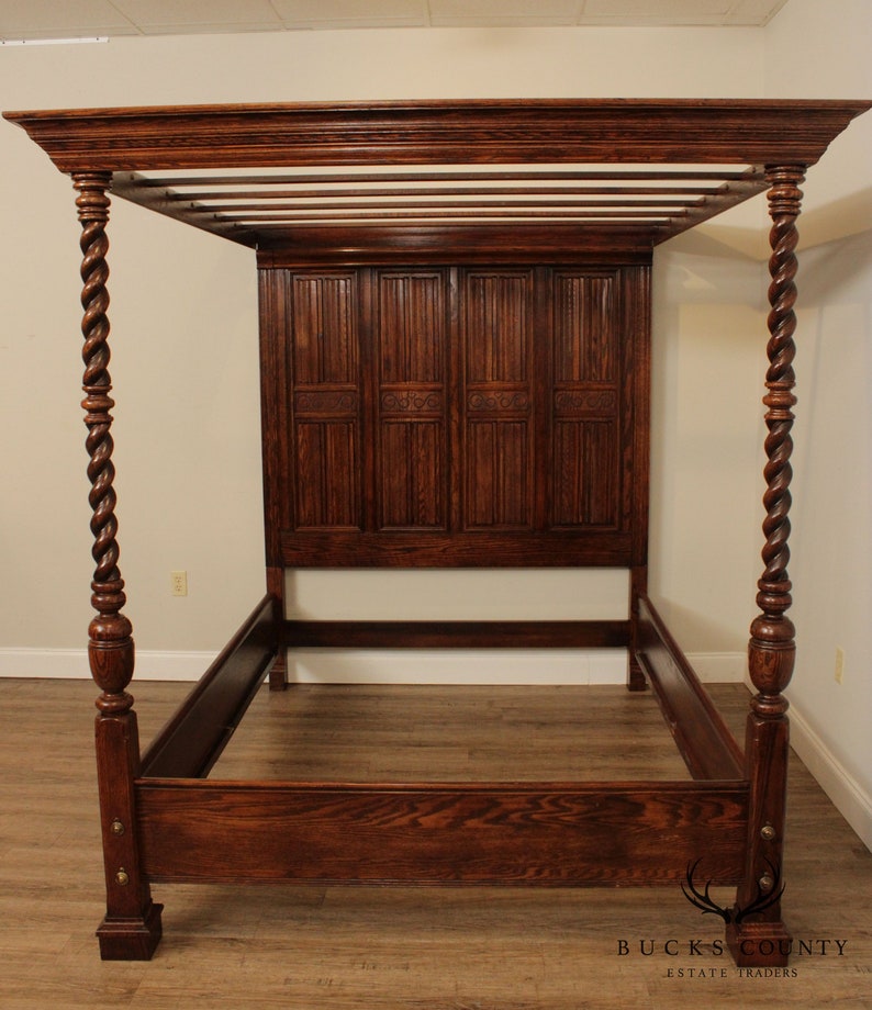Ethan Allen Royal Charter Oak Queen Canopy Poster Bed Etsy