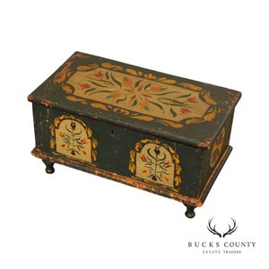 Antique Hand Painted Pennsylvania Dutch Miniature Blanket Chest