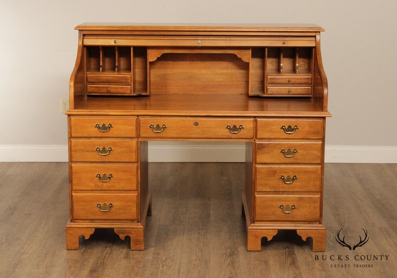 Ethan Allen Circa 1776 Collection Maple Roll Top Desk Etsy