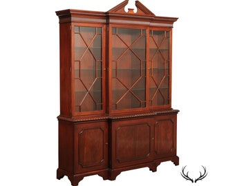 Baker Furniture Historic Charleston Mahogany Breakfront Bookcase China Cabinet