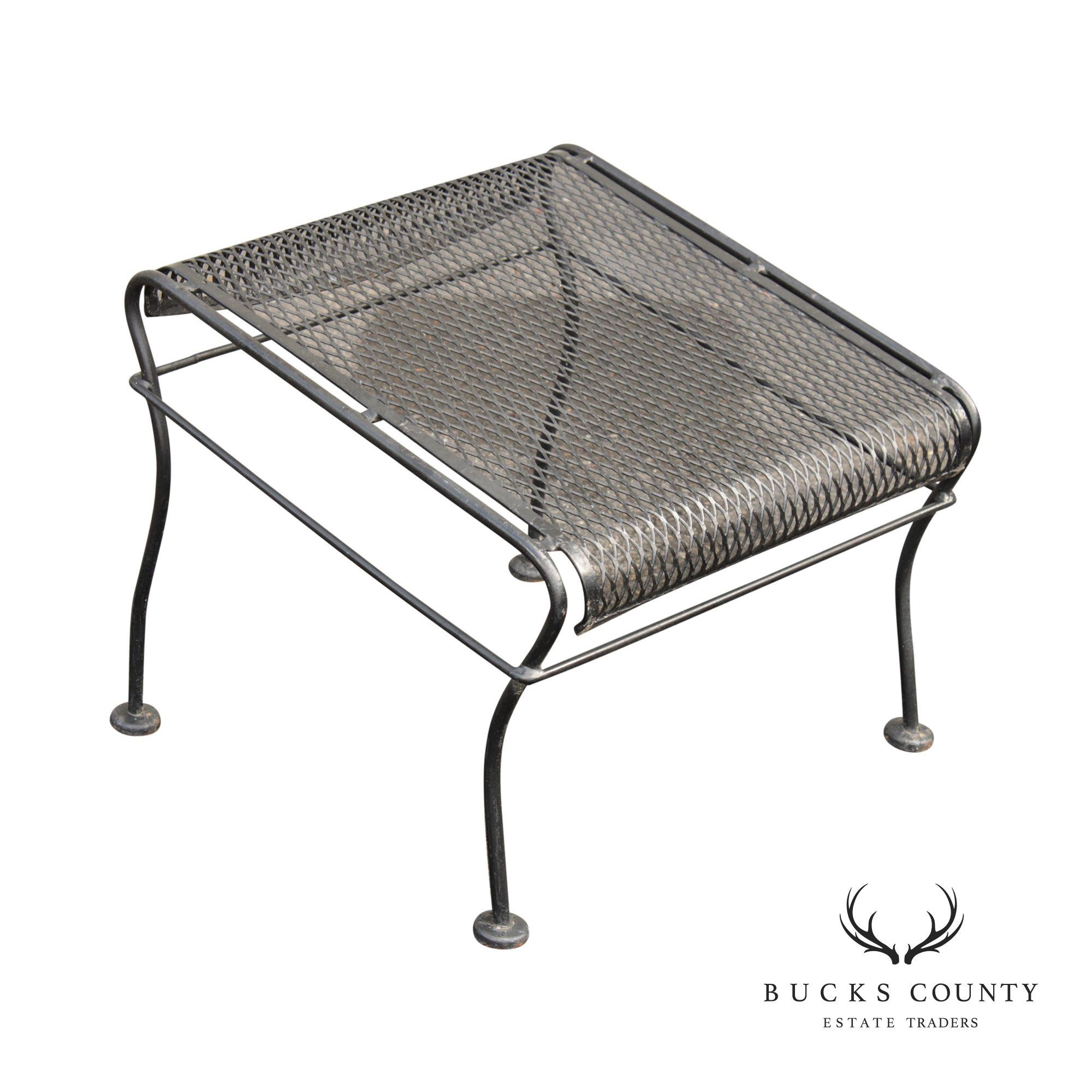 Mid Century Modern Wrought Iron Outdoor Foot Rest or Ottoman