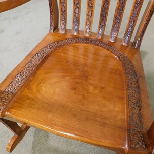 Vintage Indian Carved Hardwood Brass Inlaid Rocker - Etsy