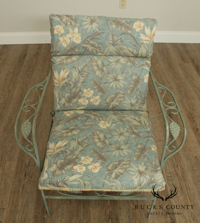 Pair Vintage Grape Wrought Iron Patio Lounge Arm Chairs Etsy