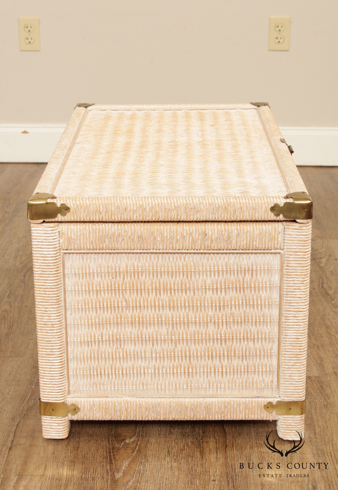 Vintage White Wicker Blanket Chest Etsy