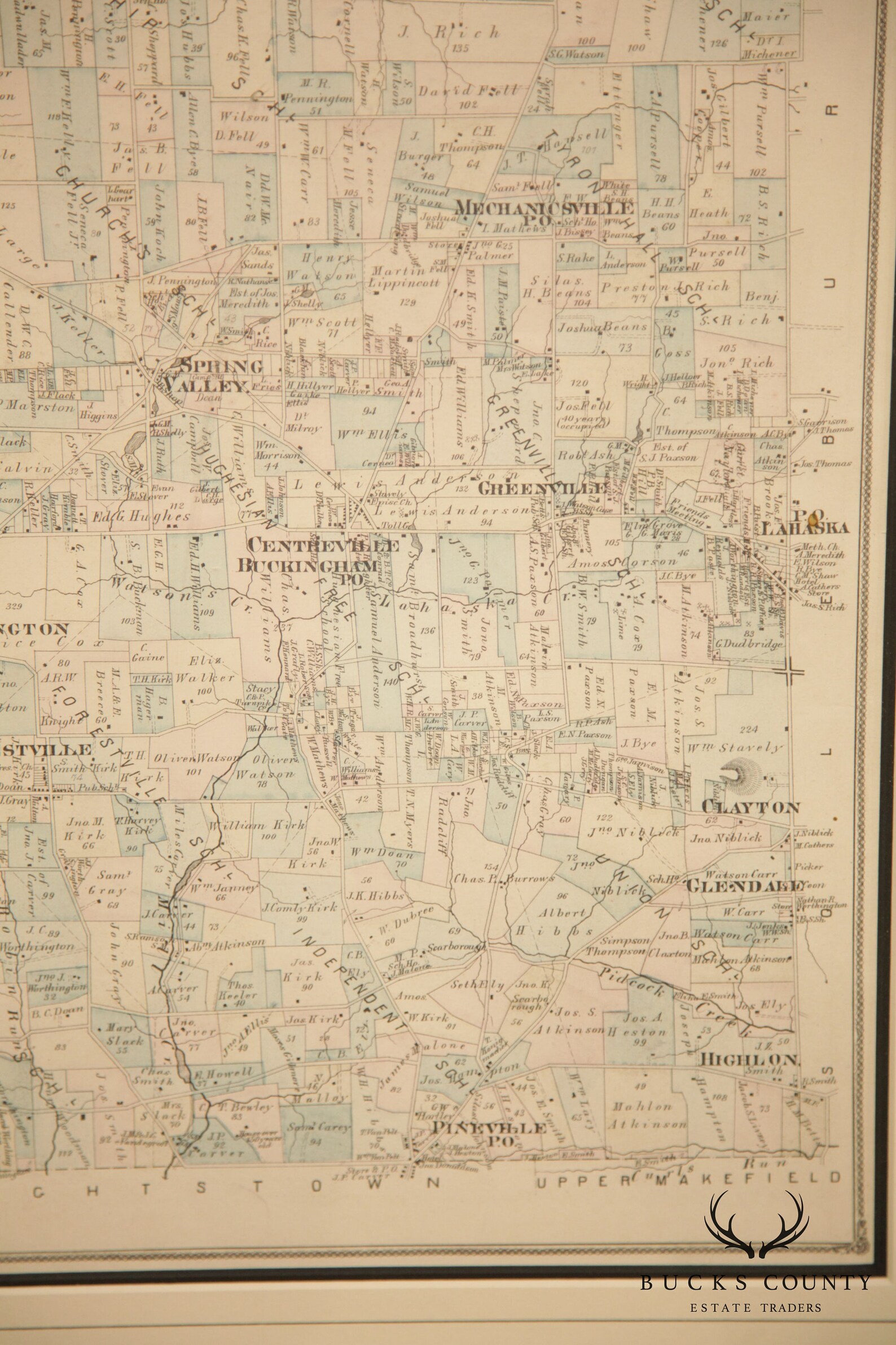 Buckingham Township Map J. D. Scott of Newtown Publisher Hand Etsy