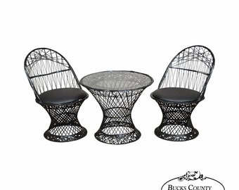Russell Woodard Spun Fiberglass Youth Size Pair of Chairs & Table Patio Set