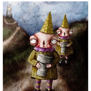 Impresión de Hank & Butch, Arte oscuro, Impresión de libros de cuentos, acuarela, Impresión de arte, Arte de terror, Arte gótico, Decoración del hogar, Arte de libros de cuentos, Ilustración