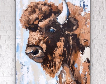 Boone the Bison / Buffalo - SARA BAKER - Unframed Paper Print 12x16 inches