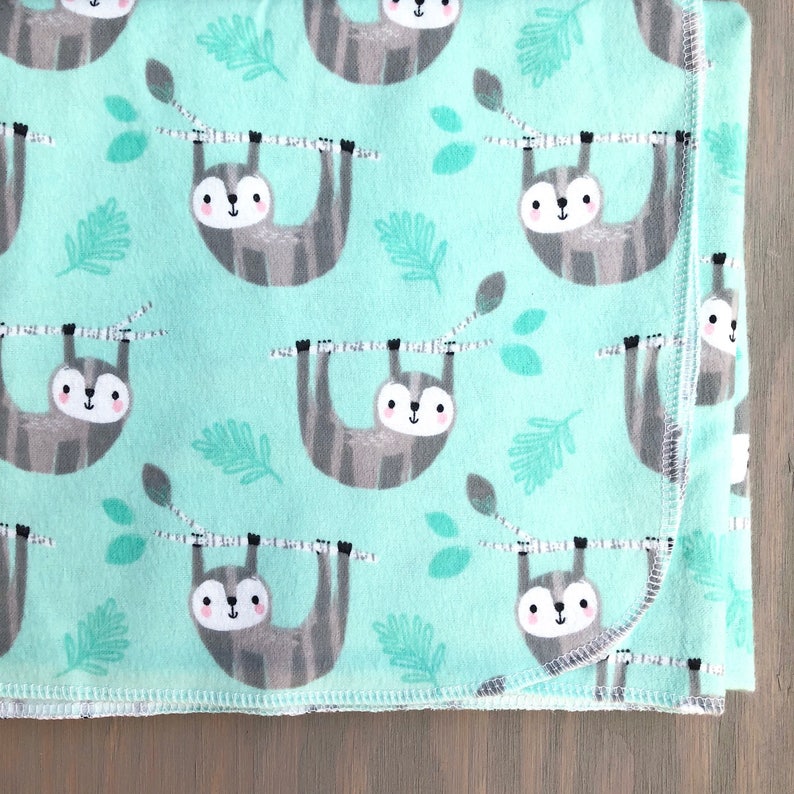 Happy Sloths on a branch SwaddleReceiving Blanket Flannel cotton