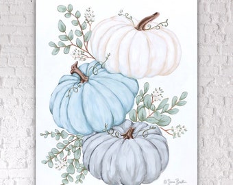 Fall Pumpkins stack / Cinderella Pumpkin Trio - SARA BAKER - Unframed Paper Print 12x16 inches