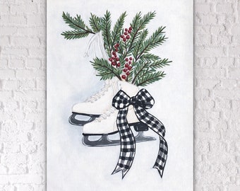 Vintage Ice Skates / White Ice Skates - SARA BAKER - Unframed Paper Print 11x14 inches